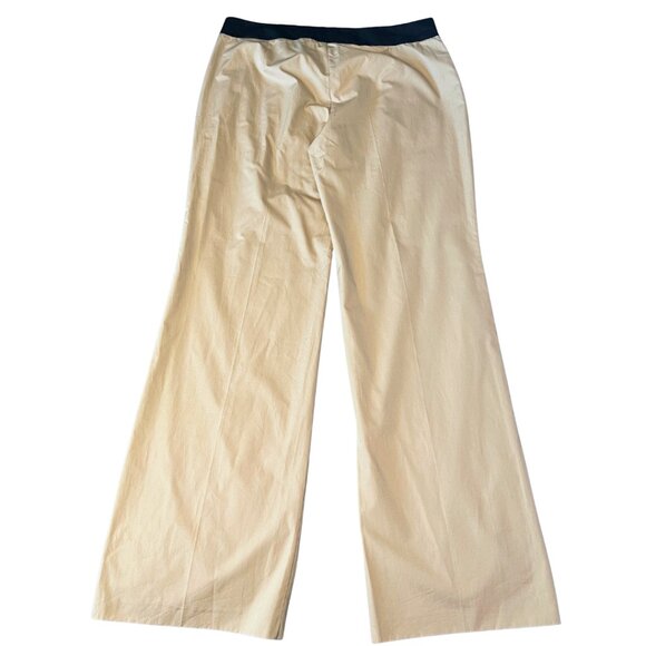 Akris Wide Leg Cotton Trouser Pants Womens 12 Tan Zip Pockets Luxury Minimalist - Picture 4 of 11